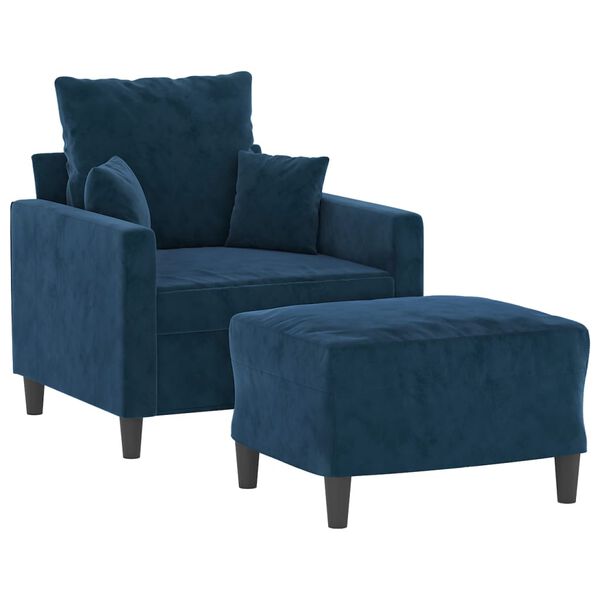 vidaXL Fauteuil avec repose-pied Bleu 60 cm Velours