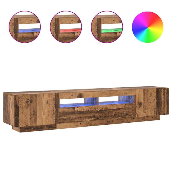 vidaXL Meuble TV avec lumi&egrave;res LED vieux bois bois d'ing&eacute;nierie