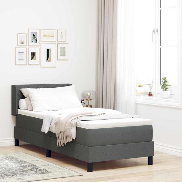 vidaXL Lit &agrave; ressorts avec matelas Gris fonc&eacute; 200 x 80 cm tissu