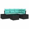 vidaXL Ensemble de canap&eacute; de jardin Noir et turquoise polyrotin
