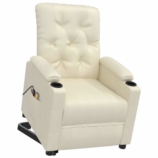 vidaXL Fauteuil de massage Cr&egrave;me Similicuir
