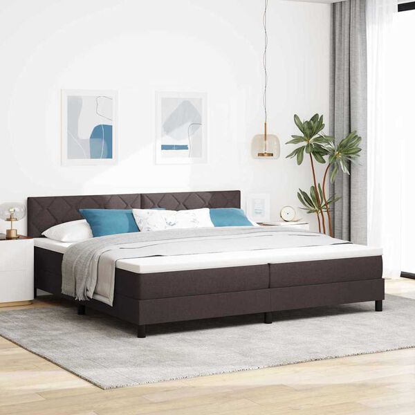 vidaXL Lit &agrave; ressorts avec matelas Marron fonc&eacute; 200 x 200 cm tissu