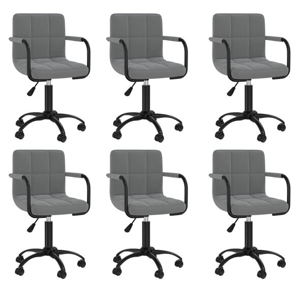 vidaXL Chaises pivotantes &agrave; manger lot de 6 gris fonc&eacute; velours