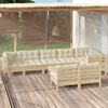 vidaXL Salon de jardin 9 pcs avec coussins cr&egrave;me bois de pin massif