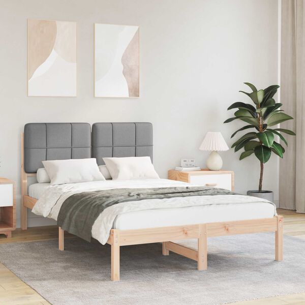 vidaXL Cadre de lit avec t&ecirc;te de lit rembourr&eacute;e Gris clair