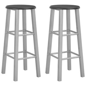 vidaXL Tabourets de bar lot de 2 argent&eacute; MDF