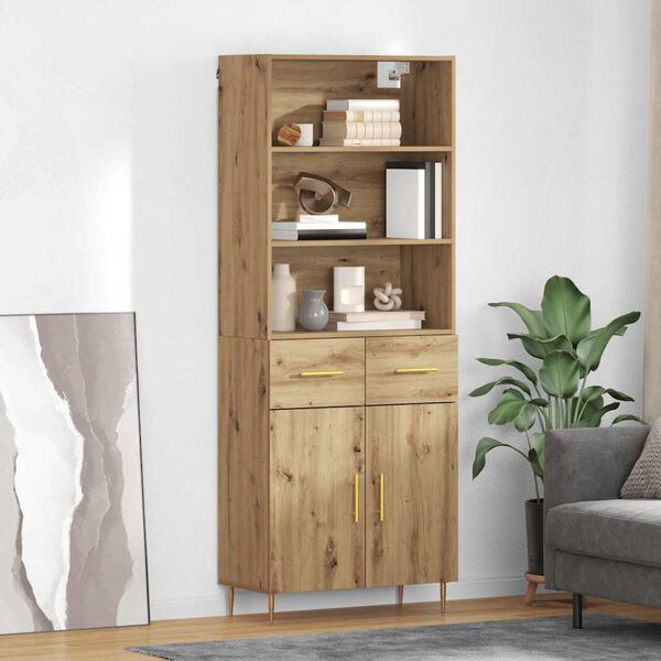 vidaXL Haut Armoire avec tiroir Ch&ecirc;ne artisanal 69,5 x 34 x 180 cm