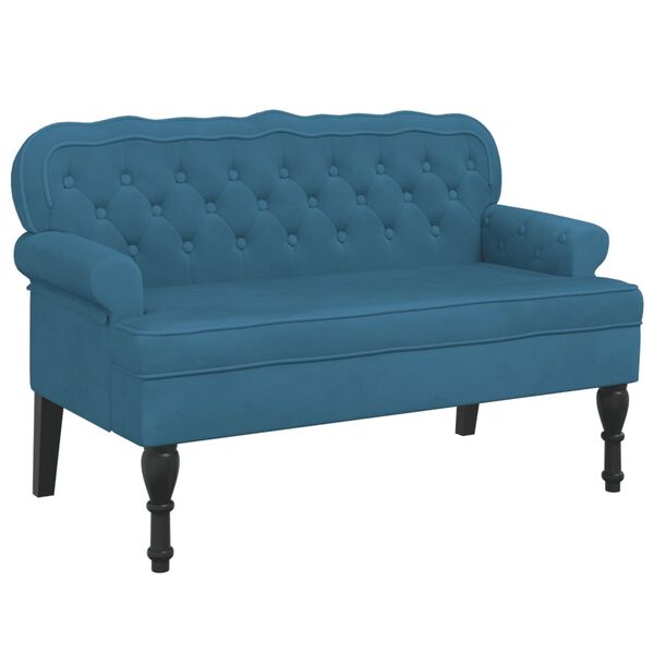 vidaXL Banc avec dossier bleu 119,5x64,5x75 cm velours