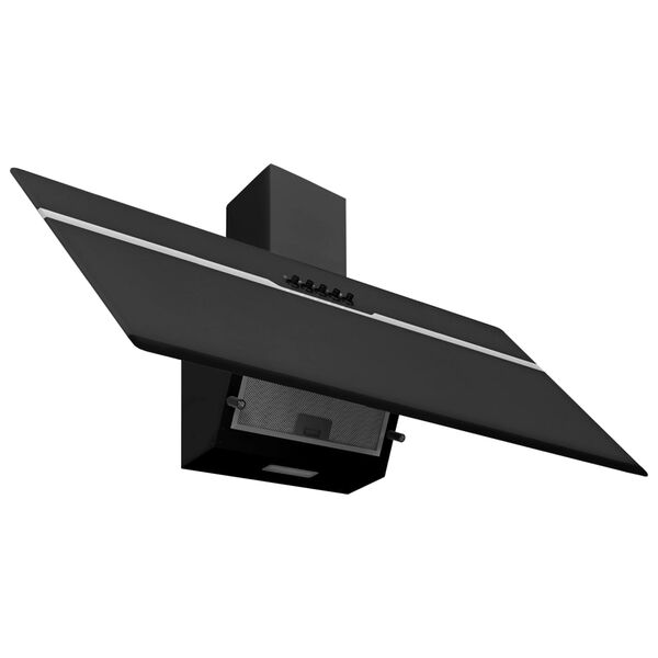 vidaXL Hotte murale 90 cm Acier inoxydable et verre tremp&eacute; Noir