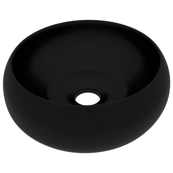 vidaXL Lavabo rond de luxe Noir mat 40x15 cm C&eacute;ramique