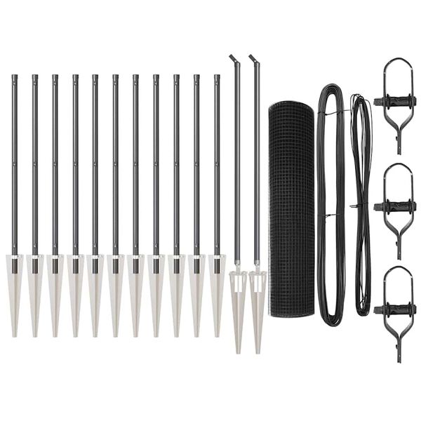 vidaXL Poteau de cl&ocirc;ture. Gris 25 x 1 m (maille 12 x 12 mm) Acier