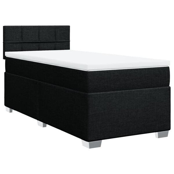vidaXL Sommier &agrave; lattes de lit avec matelas Noir 100x200 cm Tissu