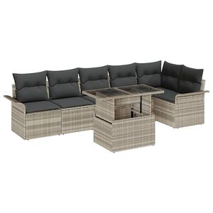 vidaXL Ensemble de canap&eacute; de jardin 7 pc Gris clair