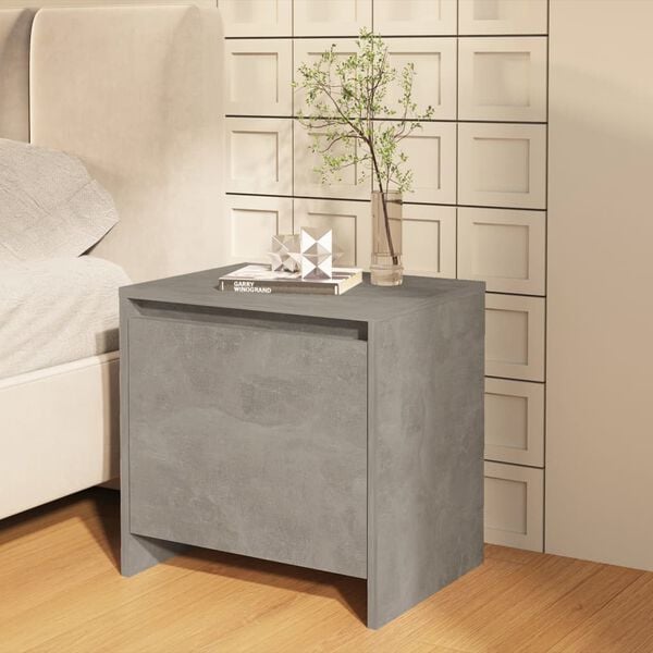 vidaXL Tables de chevet 2pcs gris b&eacute;ton 45x34x44,5cm bois d&rsquo;ing&eacute;nierie