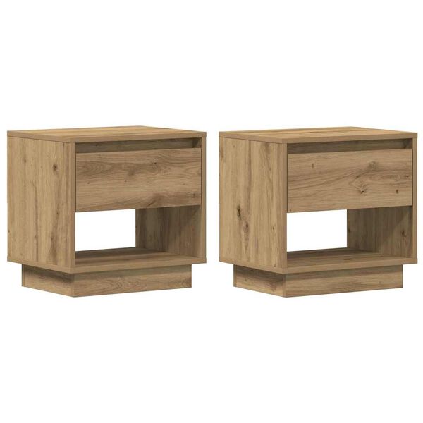 vidaXL Table de nuit avec tiroir 2 pcs Ch&ecirc;ne artisanal 45 x 34 x 44 cm