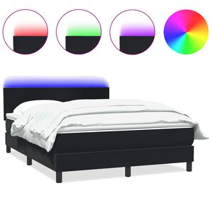 vidaXL Sommier &agrave; lattes de lit avec matelas et LED noir 160x210 cm velours