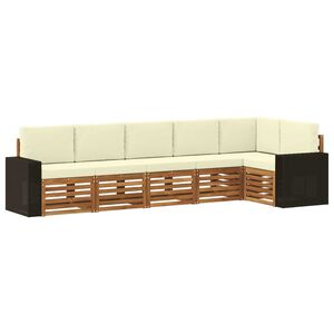 vidaXL Ensemble de canap&eacute;s d'ext&eacute;rieur 6 pc Naturel et Cr&egrave;me Polyester