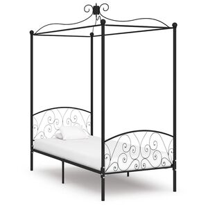 vidaXL Cadre de lit &agrave; baldaquin sans matelas noir m&eacute;tal 90x200 cm