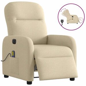 vidaXL Fauteuil inclinable de massage &eacute;lectrique cr&egrave;me tissu