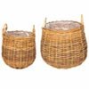vidaXL Panier &agrave; Plantes avec stockage 2 pcs Marron Rattan Lacak