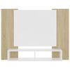 vidaXL Meuble TV mural Blanc et ch&ecirc;ne Sonoma Bois d&rsquo;ing&eacute;nierie