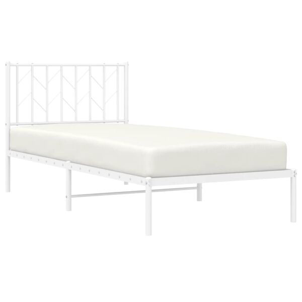 vidaXL Cadre de lit m&eacute;tal sans matelas avec t&ecirc;te de lit blanc 90x190cm
