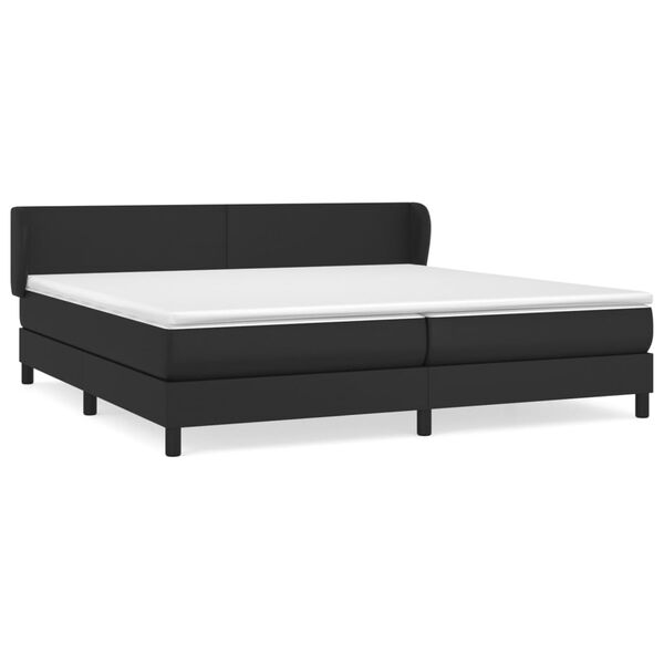 vidaXL Sommier &agrave; lattes de lit avec matelas Noir 200x200 cm Similicuir