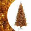 vidaXL Sapin de No&euml;l avec 300 LED avec support Dor&eacute; 240 cm PET