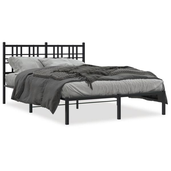 vidaXL Cadre de lit métal sans matelas avec tête de lit noir 120x190cm