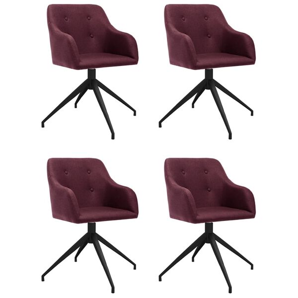 vidaXL Chaises pivotantes &agrave; manger lot de 4 violet tissu