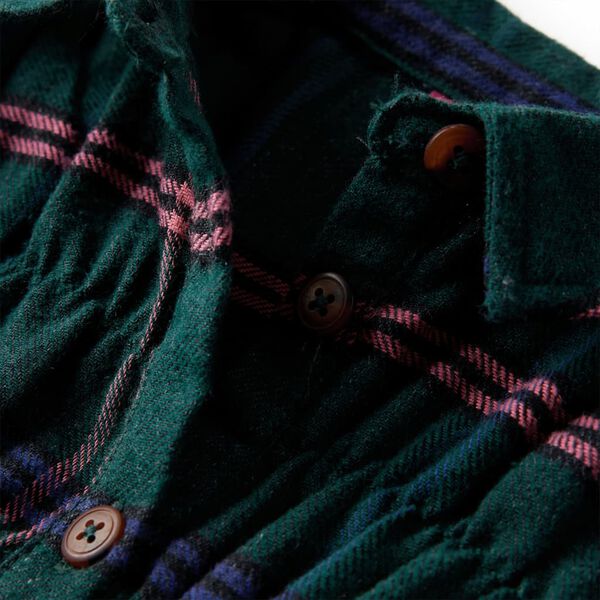 Robe pour enfants à manches longues et volants vert foncé 116