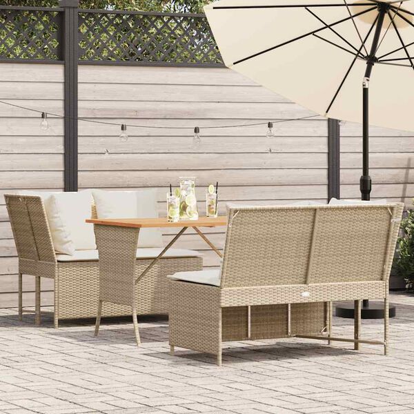 vidaXL Salon de jardin avec coussins 3 pcs beige r&eacute;sine tress&eacute;e
