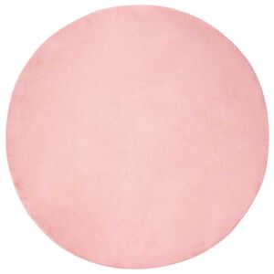 vidaXL Tapis en Fourrure Synthétique de Lapin Rose Ø 120 cm Polyester