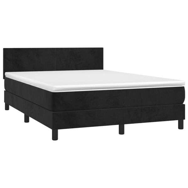 vidaXL Sommier &agrave; lattes de lit avec matelas LED Noir 140x200cm Velours