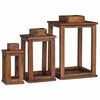 vidaXL Lanterne 3 pc Naturel 30 x 30 x 44 cm Bois d'Acajou LED