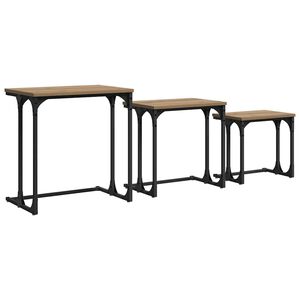 vidaXL Table basse gigogne 3 pcs ch&ecirc;ne artisanal Bois d'ing&eacute;nierie