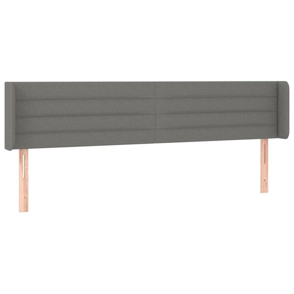 vidaXL T&ecirc;te de lit avec oreilles Gris fonc&eacute; 183x16x78/88 cm Tissu