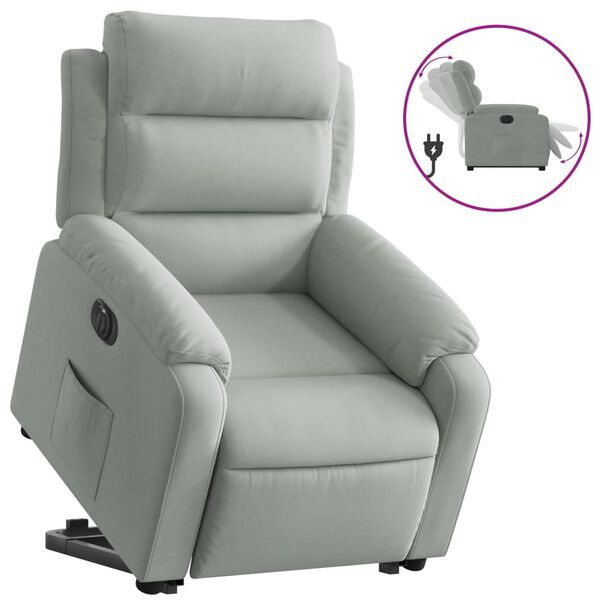 vidaXL Fauteuil inclinable &eacute;lectrique gris clair velours