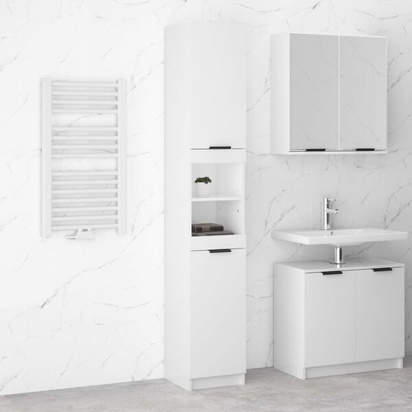 vidaXL Armoire de salle de bain blanc brillant 32x34x188,5 cm