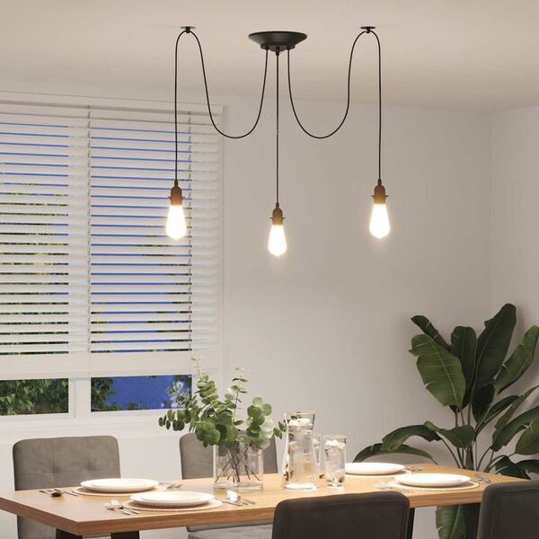 VidaXL Lampe suspendue avec 3 porte-lampes E27 noir métal