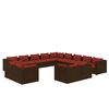 vidaXL Salon de jardin 13 pcs avec coussins Marron R&eacute;sine tress&eacute;e