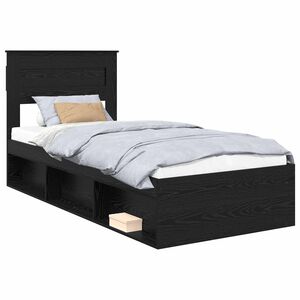 vidaXL Cadre de lit avec stockage Noir 90 x 190 cm Bois de pin massif