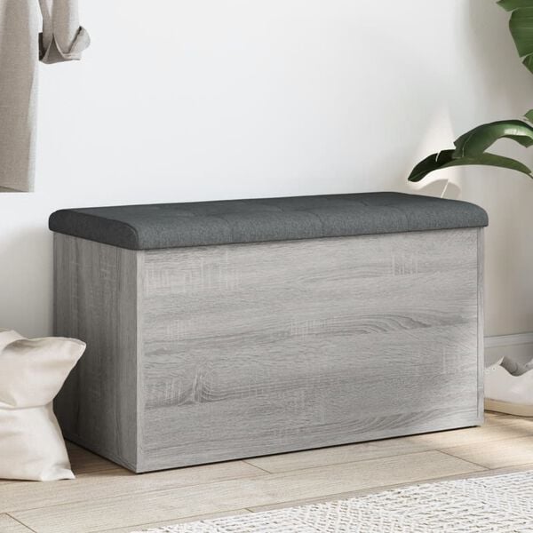 vidaXL Banc de rangement sonoma gris 82x42x45 cm Bois d'ing&eacute;nierie