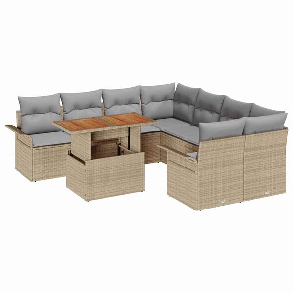 vidaXL Ensemble de canap&eacute; de jardin avec coussin beige et gris clair