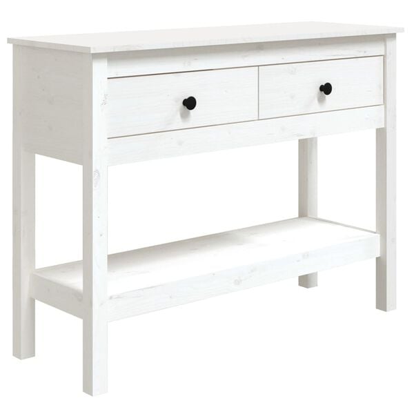 vidaXL Table console Blanc 100x35x75 cm Bois massif de pin