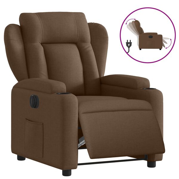 vidaXL Fauteuil inclinable &eacute;lectrique Marron Tissu