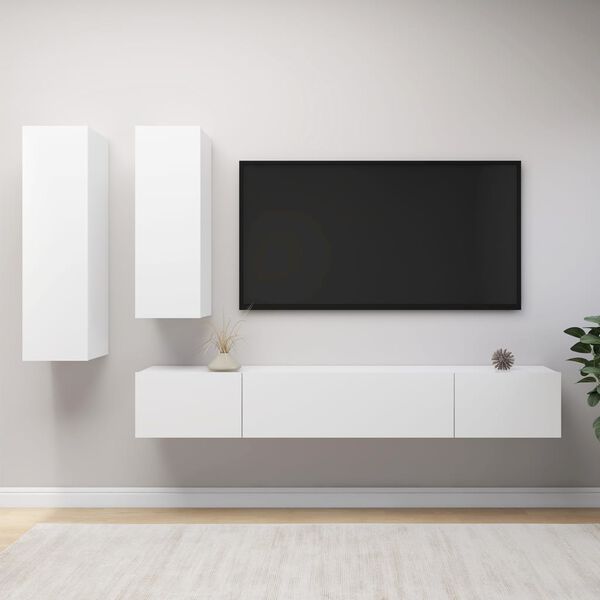 vidaXL Ensemble de meuble TV 4 pcs Blanc Bois d'ing&eacute;nierie