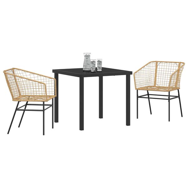 vidaXL Ensemble de salle &agrave; manger pour jardin 3 pcs Marron polyrotin