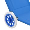 vidaXL Chaise longue pliable avec auvent et roues Acier Bleu