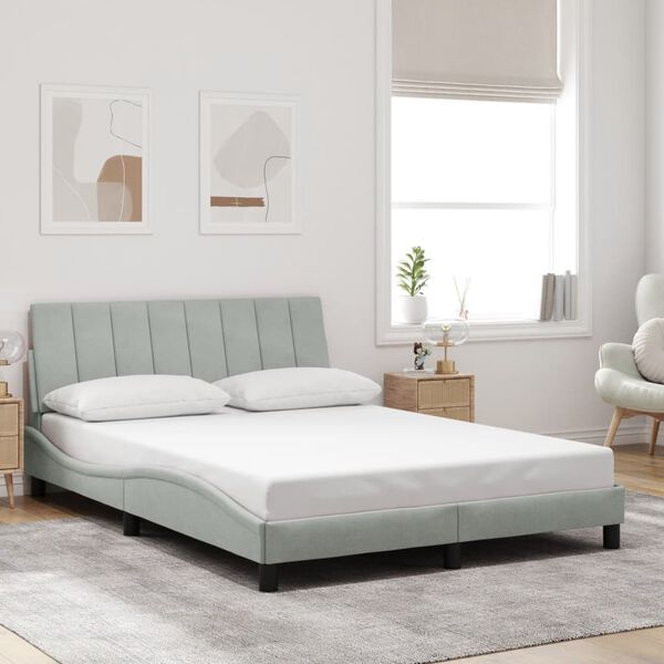 vidaXL Cadre de lit sans matelas Hanko gris clair 120x200 cm velours